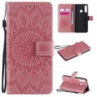 For Huawei Y6p Embossed Sunflower Pattern Horizontal Flip PU Leather Case with Holder & Card Slots & Wallet & Lanyard(Pink) - 1