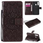 For Huawei Y6p Embossed Sunflower Pattern Horizontal Flip PU Leather Case with Holder & Card Slots & Wallet & Lanyard(Brown) - 1