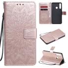 For Huawei Y6p Embossed Sunflower Pattern Horizontal Flip PU Leather Case with Holder & Card Slots & Wallet & Lanyard(Rose Gold) - 1