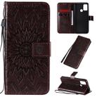 For Huawei Honor 9A Embossed Sunflower Pattern Horizontal Flip PU Leather Case with Holder & Card Slots & Wallet & Lanyard(Brown) - 1