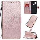 For Huawei Honor 9A Embossed Sunflower Pattern Horizontal Flip PU Leather Case with Holder & Card Slots & Wallet & Lanyard(Rose Gold) - 1