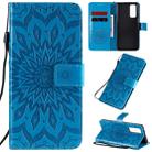 For Huawei Honor 30 Pro Embossed Sunflower Pattern Horizontal Flip PU Leather Case with Holder & Card Slots & Wallet & Lanyard(Blue) - 1