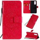 For Huawei Honor 30 Pro Embossed Sunflower Pattern Horizontal Flip PU Leather Case with Holder & Card Slots & Wallet & Lanyard(Red) - 1