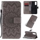 For Huawei Honor 30 Embossed Sunflower Pattern Horizontal Flip PU Leather Case with Holder & Card Slots & Wallet & Lanyard(Gray) - 1