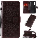 For Huawei Honor 30 Embossed Sunflower Pattern Horizontal Flip PU Leather Case with Holder & Card Slots & Wallet & Lanyard(Brown) - 1