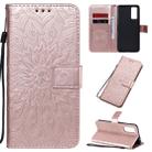 For Huawei Honor 30 Embossed Sunflower Pattern Horizontal Flip PU Leather Case with Holder & Card Slots & Wallet & Lanyard(Rose Gold) - 1