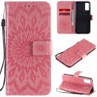 For Huawei Honor Play 4T Pro Embossed Sunflower Pattern Horizontal Flip PU Leather Case with Holder & Card Slots & Wallet & Lanyard(Pink) - 1