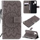 For Samsung Galaxy A21s Embossed Sunflower Pattern Horizontal Flip PU Leather Case with Holder & Card Slots & Wallet & Lanyard(Gray) - 1