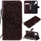 For Samsung Galaxy A21s Embossed Sunflower Pattern Horizontal Flip PU Leather Case with Holder & Card Slots & Wallet & Lanyard(Brown) - 1