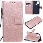 For Samsung Galaxy A21s Embossed Sunflower Pattern Horizontal Flip PU Leather Case with Holder & Card Slots & Wallet & Lanyard(Rose Gold) - 1