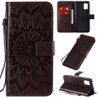 For Samsung Galaxy A71 5G Embossed Sunflower Pattern Horizontal Flip PU Leather Case with Holder & Card Slots & Wallet & Lanyard(Brown) - 1