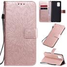 For Samsung Galaxy A71 5G Embossed Sunflower Pattern Horizontal Flip PU Leather Case with Holder & Card Slots & Wallet & Lanyard(Rose Gold) - 1