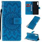 For Sony Xperia L4 Embossed Sunflower Pattern Horizontal Flip PU Leather Case with Holder & Card Slots & Wallet & Lanyard(Blue) - 1