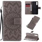 For Sony Xperia 10 II Embossed Sunflower Pattern Horizontal Flip PU Leather Case with Holder & Card Slots & Wallet & Lanyard(Gray) - 1
