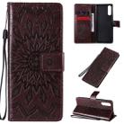 For Sony Xperia 10 II Embossed Sunflower Pattern Horizontal Flip PU Leather Case with Holder & Card Slots & Wallet & Lanyard(Brown) - 1