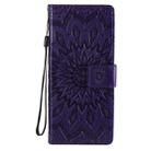 For Sony Xperia 10 II Embossed Sunflower Pattern Horizontal Flip PU Leather Case with Holder & Card Slots & Wallet & Lanyard(Purple) - 2