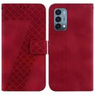 For OnePlus Nord N200 5G 7-shaped Embossed Leather Phone Case(Red) - 1