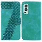 For OnePlus Nord 2 5G 7-shaped Embossed Leather Phone Case(Green) - 1