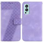 For OnePlus Nord 2 5G 7-shaped Embossed Leather Phone Case(Purple) - 1