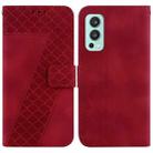 For OnePlus Nord 2 5G Seven-shaped Embossed Leather Phone Case(Red) - 1