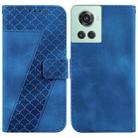 For OnePlus 10R/Ace Seven-shaped Embossed Leather Phone Case(Blue) - 1