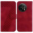 For OnePlus 11 7-shaped Embossed Leather Phone Case(Red) - 1