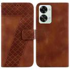 For OnePlus Nord 2T Seven-shaped Embossed Leather Phone Case(Brown) - 1