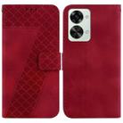 For OnePlus Nord 2T 7-shaped Embossed Leather Phone Case(Red) - 1