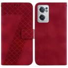 For OnePlus Nord CE 2 5G Seven-shaped Embossed Leather Phone Case(Red) - 1