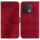 For OnePlus 10 Pro 5G 7-shaped Embossed Leather Phone Case(Red) - 1