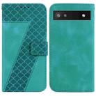 For Google Pixel 6a 7-shaped Embossed Leather Phone Case(Green) - 1