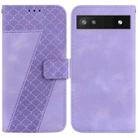 For Google Pixel 6a 7-shaped Embossed Leather Phone Case(Purple) - 1