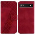 For Google Pixel 6a 7-shaped Embossed Leather Phone Case(Red) - 1