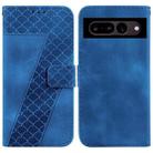 For Google Pixel 7 Pro 5G 7-shaped Embossed Leather Phone Case(Blue) - 1