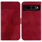 For Google Pixel 7 Pro 5G 7-shaped Embossed Leather Phone Case(Red) - 1