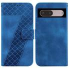 For Google Pixel 7 5G Seven-shaped Embossed Leather Phone Case(Blue) - 1