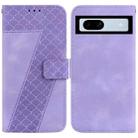 For Google Pixel 7a 7-shaped Embossed Leather Phone Case(Purple) - 1