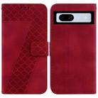 For Google Pixel 7a 7-shaped Embossed Leather Phone Case(Red) - 1