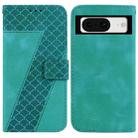 For Google Pixel 8 7-shaped Embossed Leather Phone Case(Green) - 1