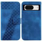 For Google Pixel 8 7-shaped Embossed Leather Phone Case(Blue) - 1