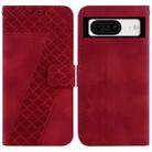 For Google Pixel 8 7-shaped Embossed Leather Phone Case(Red) - 1