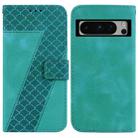 For Google Pixel 8 Pro 7-shaped Embossed Leather Phone Case(Green) - 1