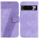 For Google Pixel 8 Pro Seven-shaped Embossed Leather Phone Case(Purple) - 1