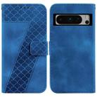 For Google Pixel 8 Pro 7-shaped Embossed Leather Phone Case(Blue) - 1