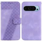 For Google Pixel 9 Pro 7-shaped Embossed Leather Phone Case(Purple) - 1