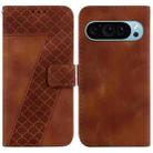 For Google Pixel 9 7-shaped Embossed Leather Phone Case(Brown) - 1