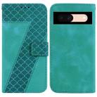 For Google Pixel 8a 7-shaped Embossed Leather Phone Case(Green) - 1