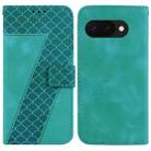 For Google Pixel 9a Seven-shaped Embossed Leather Phone Case(Green) - 1