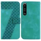 For Sony Xperia 1 III 7-shaped Embossed Leather Phone Case(Green) - 1