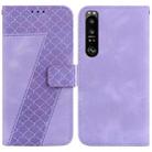 For Sony Xperia 1 III 7-shaped Embossed Leather Phone Case(Purple) - 1